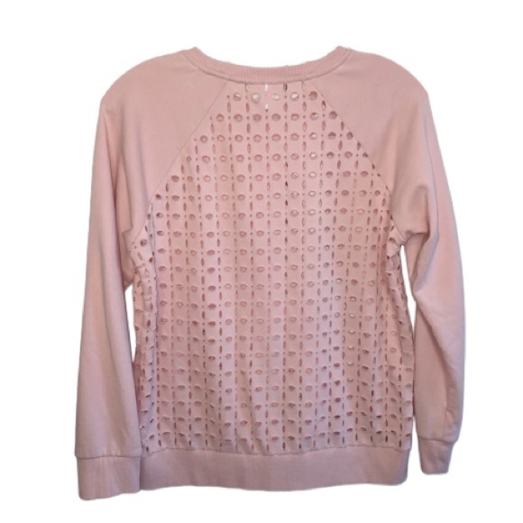 Cable And Gauge | Sweatshirt W/Laser Cutout All Over Z42345 Blush Pink Medium - Picture 3 of 7
